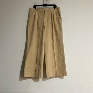 Gap High Rise Pleated Wide-Leg Khaki Pant with Washwell Sand Khaki 16 Petite